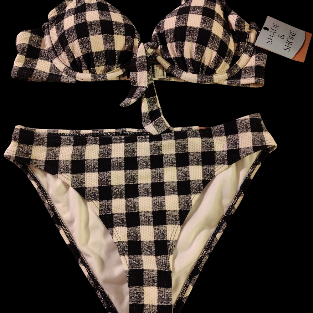 Shade & Shore Gingham Black and White Bikini